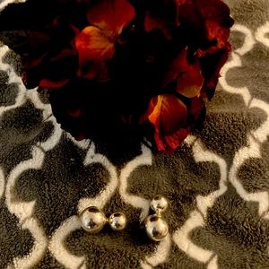 Large sterling silver double ball earrings